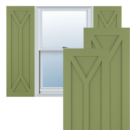 True Fit PVC San Carlos Mission Style Fixed Mount Shutters, Moss Green, 12W X 62H